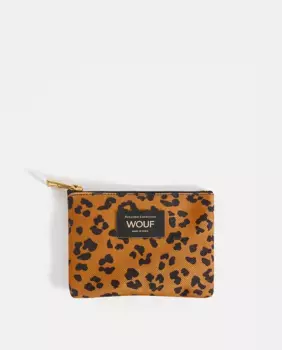 Маленькая сумка-клатч с анималистическим принтом Wouf, коричневый
