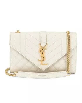 Маленькая сумка-конверт на цепочке Saint Laurent, цвет Blanc Vintage