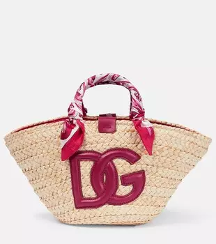 Маленькая сумка-корзина Kendra Majolica из рафии Dolce&Gabbana, бежевый