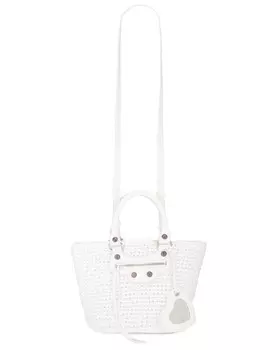 Маленькая сумка-корзина Le Cagole Balenciaga, цвет Optic White