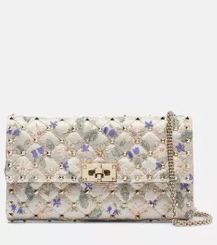 Маленькая сумка-кроссбоди Rockstud Spike Valentino Garavani, Giallo-Blu-Oro/Mint Sorbet