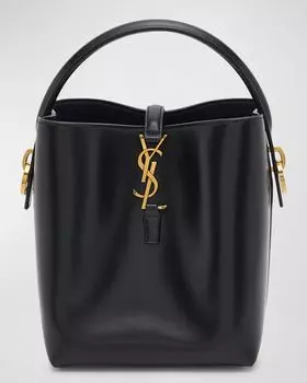 Маленькая сумка-мешок Le 37 YSL из кожи Spazzolato Saint Laurent, цвет Nero