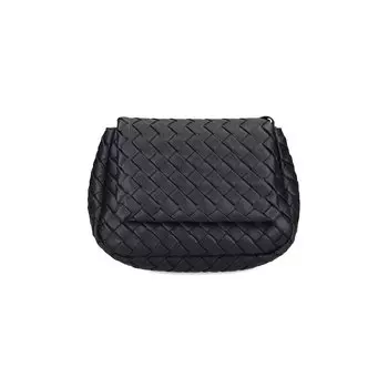 Маленькая сумка-мессенджер Bottega Veneta Cobble Intrecciato, цвет Черный/Серебристый