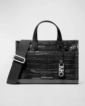 Маленькая сумка-мессенджер Gigi с тиснением под крокодила East-West MICHAEL Michael Kors, цвет Black