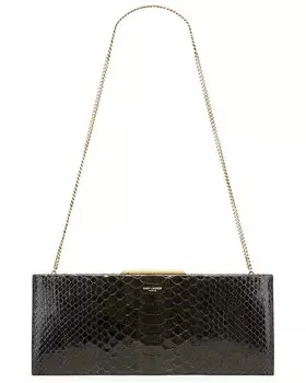 Маленькая сумка Midnight Pochette Python Saint Laurent, цвет Dark Treetop