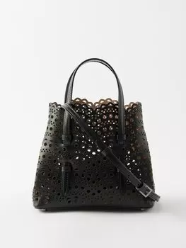 Маленькая сумка mina из перфорированной кожи ALAA, черный