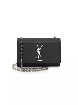 Маленькая сумка на цепочке Kate из кожи с тиснением Grain De Poudre Saint Laurent