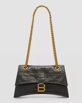 Маленькая сумка на плечо Crush с тиснением под крокодила Balenciaga