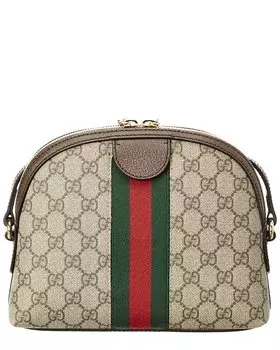 Маленькая сумка на плечо Gucci Ophidia из ткани и кожи GG Supreme, коричневый