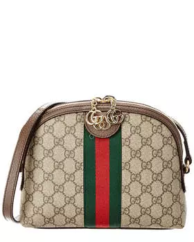 Маленькая сумка на плечо Gucci Ophidia из ткани и кожи GG Supreme, бежевый