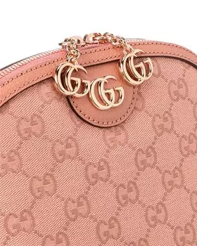 Маленькая сумка на плечо Gucci Ophidia из ткани и кожи с узором GG, розовый