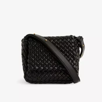 Маленькая сумка на плечо из кожи Cobble с узором интреччато Bottega Veneta, черный