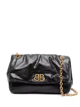 Маленькая сумка на плечо Monaco с ремнем-цепочкой BALENCIAGA, черный