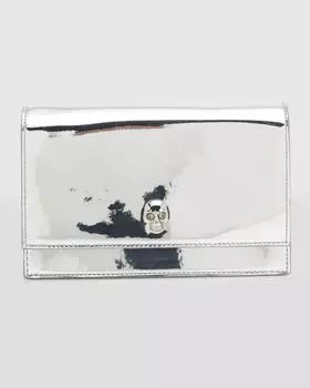 Маленькая сумка на плечо с цепочкой и металлическим черепом Alexander McQueen, цвет Silver