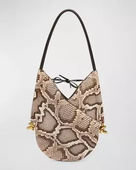 Маленькая сумка на плечо Solstice из питона Bottega Veneta, цвет Roccia