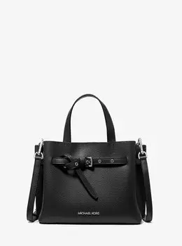 Маленькая сумка-портфель Emilia из шагреневой кожи Michael Kors, черный