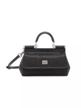Маленькая сумка с ручкой сверху и кристаллами East West Crystal DOLCE&GABBANA, черный