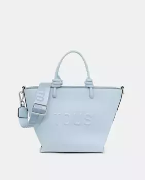 Маленькая сумка-шопер на молнии Tous, светло-голубой