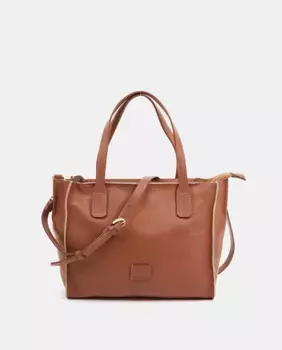 Маленькая сумка-шоппер Wonderland из коньячной кожи Abbacino, коричневый