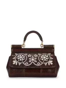 Маленькая сумка Sicily со стразами DOLCE & GABBANA, коричневый