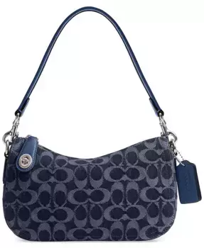 Маленькая сумка Swinger Bag из фирменного денима COACH, синий