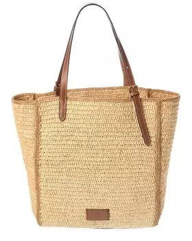 Маленькая сумка-тоут Anya Hindmarch N/S из рафии и кожи, коричневый