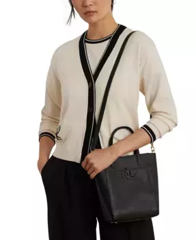 Маленькая сумка-тоут Cameryn из шагреневой кожи Lauren Ralph Lauren, черный