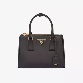 Маленькая сумка-тоут Galleria из сафьяновой кожи Prada, черный