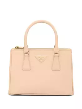 Маленькая сумка-тоут Galleria из сафьяновой кожи Prada, нейтральный