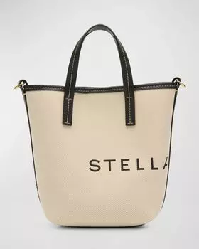 Маленькая сумка-тоут из эко-холста с логотипом Stella McCartney, цвет Ecru