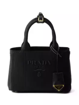 Маленькая сумка-тоут из канваса Prada, черный