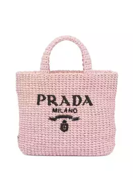 Маленькая сумка-тоут из рафии Prada, розовый