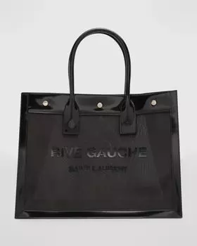 Маленькая сумка-тоут из сетки Rive Gauche Saint Laurent, цвет Black