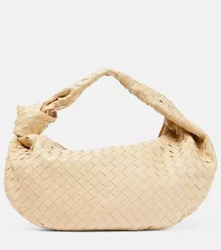 Маленькая сумка-тоут Jodie из кожи Bottega Veneta, бежевый