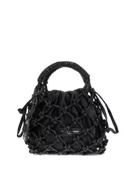 Маленькая сумка-тоут Kurt Geiger London в технике макраме, украшенная кристаллами, черный