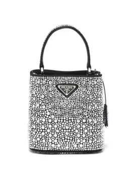 Маленькая сумка-тоут Panier с кристаллами Prada, черный