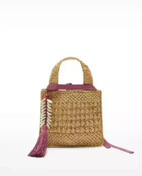 Маленькая сумка-тоут с эффектом рафии со съемной подвеской, однотонная Parfois, розовый