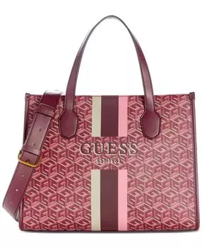 Маленькая сумка-тоут с двумя отделениями Silvana с монограммой GUESS