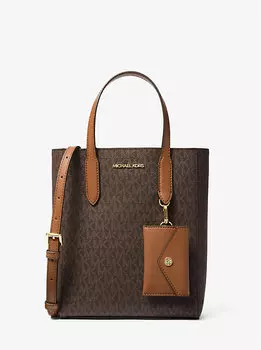 Маленькая сумка-тоут с фирменным логотипом Vincent и чехлом для карт Michael Kors, коричневый