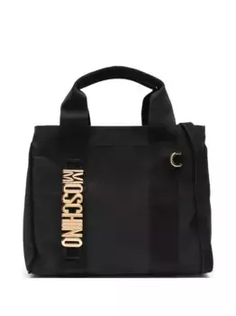 Маленькая сумка-тоут с логотипом Moschino, черный