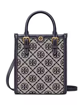 Маленькая сумка-тоут с монограммой T Tory Burch, цвет Blue