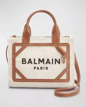 Маленькая сумка-тоут-шоппер B Army из парусины с кожаными ручками Balmain, цвет Beige
