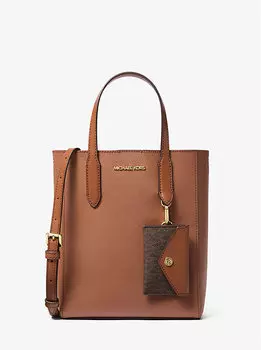 Маленькая сумка-тоут Vincent из сафьяновой кожи с чехлом для карт Michael Kors, коричневый