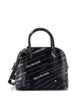 Маленькая сумка Ville с логотипом, кожа с принтом Pre-Owned Balenciaga, черный
