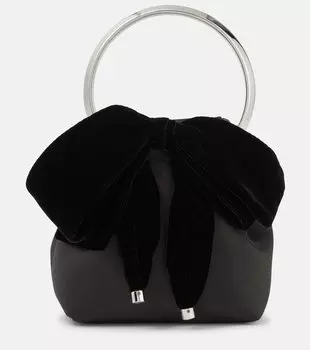 Маленькая сумка-ведро bon bon из атласа и бархата Jimmy Choo, черный