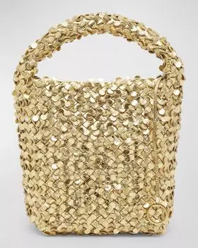 Маленькая сумка-ведро Cabat Bottega Veneta, цвет Gold-Silver