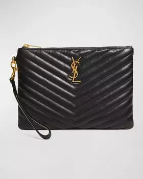 Маленькая сумка YSL Monogram из гладкой кожи Saint Laurent, цвет Black