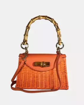 Маленькая сумочка Abigail из плетеной кожи и оранжевой кожи Serpui
