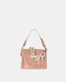 Маленькая сумочка из кожи телесного цвета с короткой ручкой и ремнем через плечо Jasmine