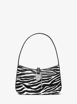 Маленькая сумочка Lyra из телячьей шерсти с принтом зебры Michael Kors, черный